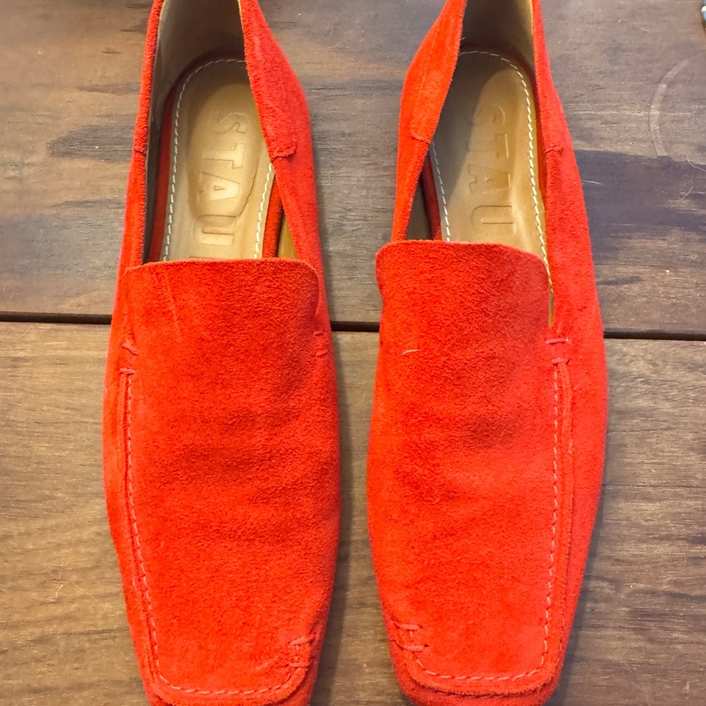 STAUD Women's Bright Red Suede Loafer - Picture 2 of 3